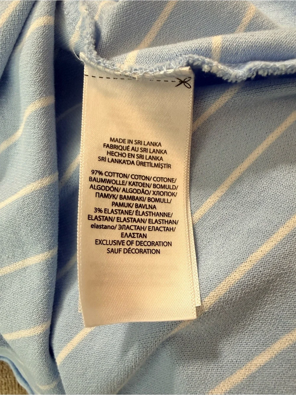 Polo Ralph Lauren Light Blue & White Striped Men's L Short Sleeve Polo Shirt